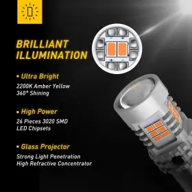 3020-SMD AUXITO Led Rear Turn Signal Canbus Light Bulbs Amber #3