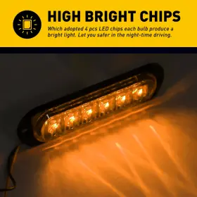 CBD-6LED-4Y AUXITO Amber Marker Light Rv Van Trailer Lamp #3