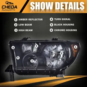 GPL85079 CHEDA Headlight Lamp Projector Lens Toyota Tundra #3