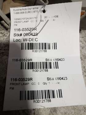 116-03529R CHEVROLET TRUCK Passenger Corner Light Fog Driving