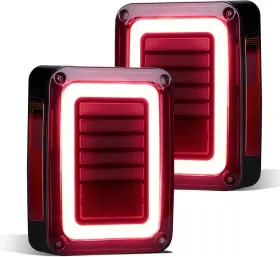 731889058485 FIERYRED Led Tail Lights Smoked Wrangler