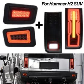 Nslumo 05 06 07 08 09 H2 For 2005-2009 Hummer Suv Smoked Led Tail Light Turn Signal Reverse Brake Lamp