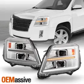 Oemassive 20914200 For 10-15 Gmc Terrain Led Drl Sequential Turn Signal Projector Chrome Headlights