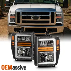 Oemassive Fo2503243 For 08-10 Ford F250 F350 F450 F550 Super Duty Headlight With Led Sequential Signal