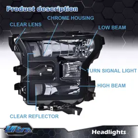 Asdasd PIT66 Lens Headlights Reflector Headlamps F150 Ford #2
