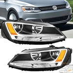 Headlights Assembly For 2011-2018 Volkswagen Jetta Chrome Amber Halogen Headlamp. Fixed Price $104.99.