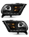 Pair Headlights Assembly For 2010-2014 Ford Mustang Black Halogen Headlamps L+r. Fixed Price $75.88.