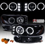 Smoke Fit 1999-2006 Gmc Sierra Yukon Led Halo Projector Headlights+bumper Lamps. Fixed Price $132.99.