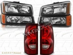 03-06 Chevy Silverado Headlights Black Housing + Bumper Lights Tail. Fixed Price $187.96.