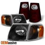 For 01-05 Ford Explorer Sport Trac Blk Headlight+corner Lamp+dark Red Tail Light. Fixed Price $158.99.