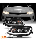 Fit 2016-2018 Chevrolet Chevy Camaro Led Tube Projector Headlights Black Housing. Fixed Price $260.00.