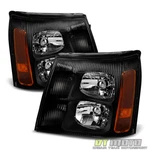 Black 2002 Cadillac Escalade Headlights Lamps Left+right Fit: Halogen Type Only. Fixed Price $139.99.