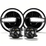 For Jeep Wrangler Jk 2007-2018 Black 7" Led Headlights W/drl+4" Fog Lights Combo. Fixed Price $139.11.