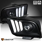 Fits 2005-2009 Ford Mustang Black Led Tube Projector Headlights Halogen Lamps. Fixed Price $212.38.
