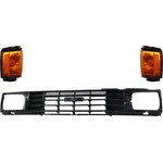 New Front Black Grille And Park Light Left Right 3pc For 1984-1986 Toyota Pickup. Fixed Price $172.99.