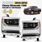 Full Led Headlight For 2016-2018 Chevy Silverado 1500 W/ Chrome Bezel Left+right. Fixed Price $294.99.