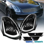 Fits 2003-2007 Infiniti G35 Coupe Black Projector Headlights+side Marker Lights. Fixed Price $379.96.