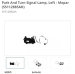New Oem 2018-2026 Jeep Wrangler Gladiator Led Park Turn Light Left 55112885ah. Fixed Price $120.00.