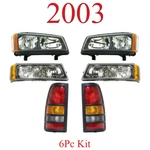 2003 Chevy 6pc Headlight, Parking, And Dually Tail Light Assembly Kit. Fixed Price $249.00.