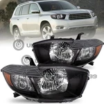 For 2008-2010 Toyota Highlander Black Housing Amber Corner Headlights Assembly. Fixed Price $78.99.
