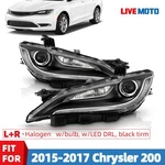 Pair For 2015-2017 Chrysler 200 Black W/ Led Drl Halogen Headlights Left+right. Fixed Price $178.99.