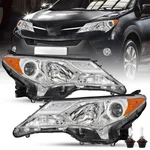 For 2013 2014 2015 Toyota Rav4 Rav-4 Chrome Headlights Amber W/bulbs Lamps Pair. Fixed Price $125.99.