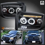 Black Fits 2005-2007 Dodge Dakota Led Dual Halo Projector Headlights Left+right. Fixed Price $174.38.
