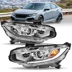 For 2016-2021 Honda Civic Halogen Projector Chrome Headlights Assembly Lamps L+r. Fixed Price $83.66.