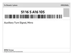 Genuine Bmw Auxiliary Turn Signal, Mirro 51-16-5-a16-105 New. Fixed Price $43.81.