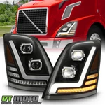 For 2004-2018 Volvo Vnl Black Sequential Signal Dual Led Projector Headlights. Fixed Price $445.99.