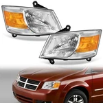 Pair Chrome Amber Headlights For 2008 2009 2010 Dodge Grand Caravan Left+right. Fixed Price $84.99.