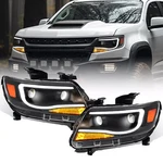New Black Led Drl Dual Square Projector Headlights For Chevy Colorado 2015-2022. Fixed Price $240.10.