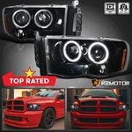 Jet Black Fits 2002-2005 Dodge Ram 1500 2500 3500 Led Halo Projector Headlights. Fixed Price $155.38.