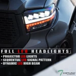 Topline For 14-21 Toyota Tundra Full Led Sequential Projector Headlights - Black. Fixed Price $330.00.