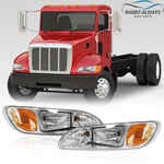 Pair Headlights For Peterbilt 2005-2015 330 325 335 337 340 348 Chrome With Bulb. Fixed Price $219.00.