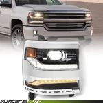For 2016-2018 Chevy Silverado 1500 Chrome Full Led Drl Headlight Passenger Rh. Fixed Price $159.99.
