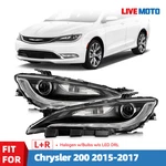 For 2015-2017 Chrysler 200 W/o Led Drl Halogen Pair Left+ Right Headlights Assy. Fixed Price $169.99.