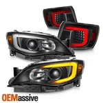 For 08-11 Subaru Impreza Wrx Projector Headlights + Red Bar Tail Lens -black. Fixed Price $435.99.