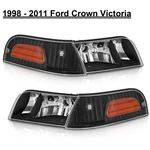 Blk 1998-2011 Ford Crown Victoria Headlights+corner Turn Signal Lamps Left+right. Fixed Price $69.99.