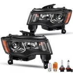 For 2017-2021 Jeep Grand Cherokee Halogen Projector Headlight Black Pair Lh+rh. Fixed Price $166.99.