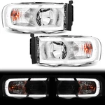 Led Drl Headlights For 2002-2005 Dodge Ram 1500 2500 3500 Chrome Headlamps Lh+rh. Fixed Price $139.99.