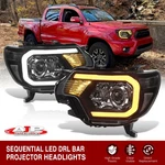 Black Sequential Led Drl Projector Headlight Lamps For 2012-2015 Toyota Tacoma. Fixed Price $264.00.