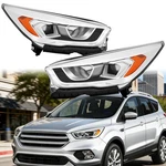 Halogen Headlight For 2017-2019 Ford Escape W/led Drl Chrome Left+right. Fixed Price $159.99.