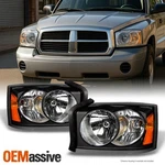 Fit 2005 2006 2007 Dodge Dakota Black Bezel Replacement Headlights L+r Headlamps. Fixed Price $109.99.