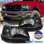 Fit 1998-2000 Ford Ranger Diamond Black Headlights+corner Turn Signal Lamps Pair. Fixed Price $109.98.