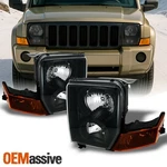 For 06-10 Jeep Commander Suv Amber Black Headlights Front Lamp Replacement Pair. Fixed Price $85.99.
