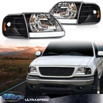 Fit For 97-03 Ford F150/99-02 Expedition Led Tube Headlights+corner Lights Black. Fixed Price $88.10.