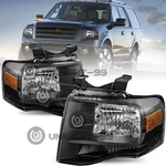 For 2007-2014 Ford Expedition Headlights Black Amber Corner Assembly. Fixed Price $107.99.