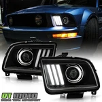 2005-2009 Ford Mustang Black Led Tube Upgrade Projector Headlights Headlamps Set. Fixed Price $208.99.