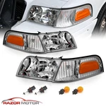 For 98-11 Ford Crown Victoria Replacement Headlight + Parking Signal Corner Lamp. Fixed Price $84.47.
